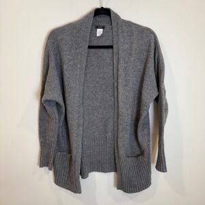 J.Crew Grey Wool Blend Cardigan Sweater Shawl Collar Pockets Size S
